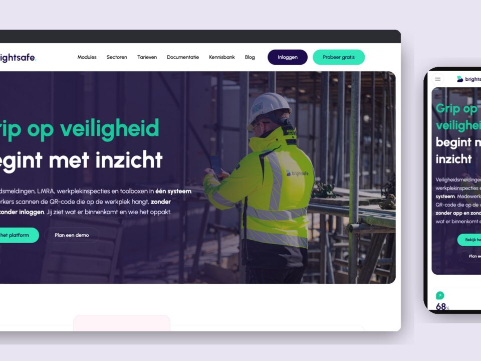 De website van Brightsafe op desktop en telefoon