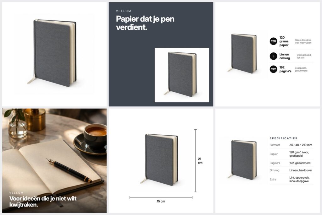Listing-set Vellum notitieboek