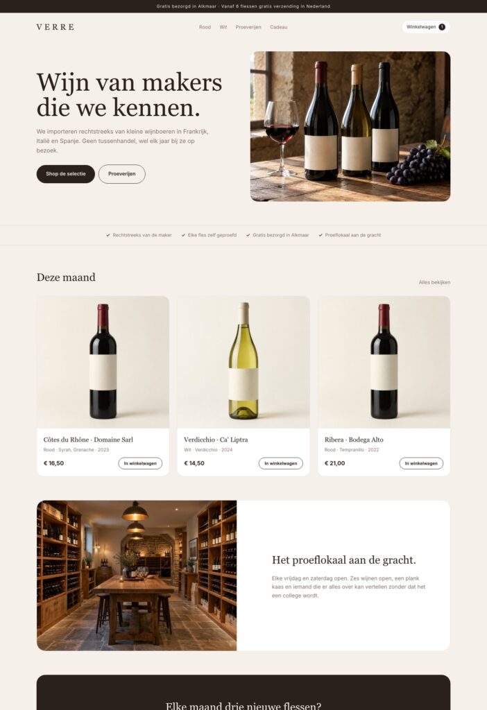 De homepage van Verre